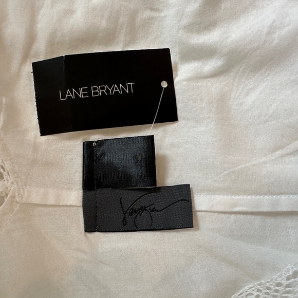 NWT Lane Bryant White Cotton V Neck Blouse Pom Pom Tunic Boho 18/20 - Picture 11 of 14